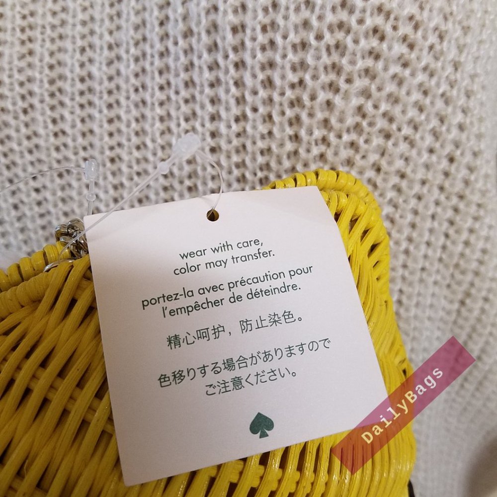 NWT KATE SPADE LEMON CROSSBODY WICKER YELLOW MULTI PICNIC PERFECT WKRU6833 - Picture 10 of 10
